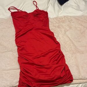 Elegant Red Ruched Dress